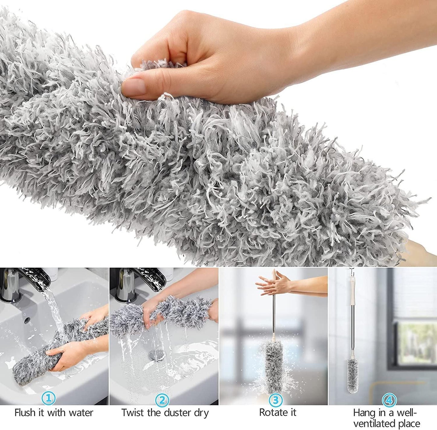 Microfiber Duster with Telescopic Extension Pole