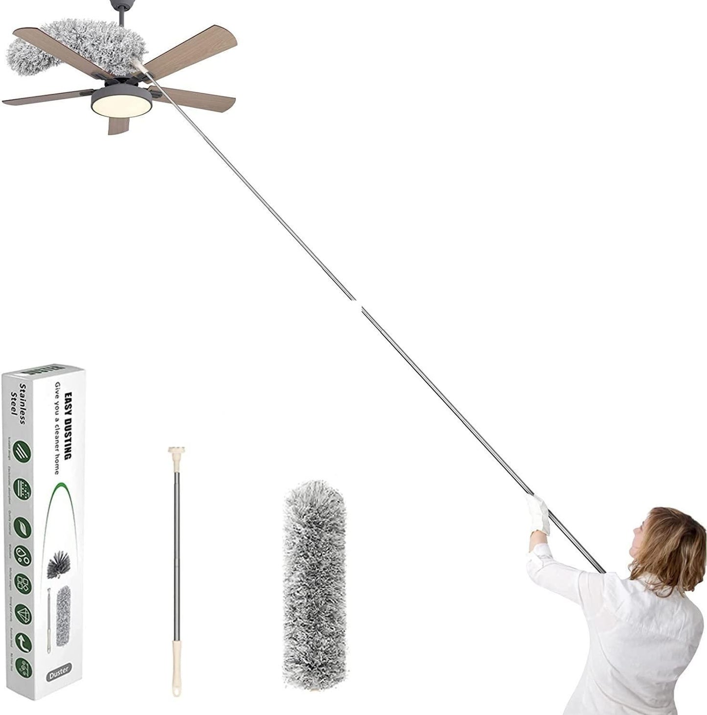 Microfiber Duster with Telescopic Extension Pole