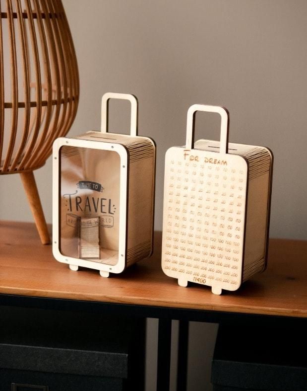 Travel Money Saving Wooden Bank
