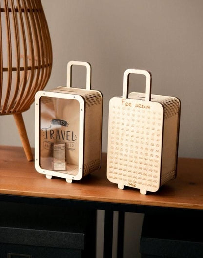 Travel Money Saving Wooden Bank