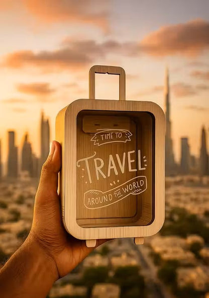 Travel Money Saving Wooden Bank